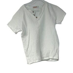 Tottini White Collarless Shirt Size 10